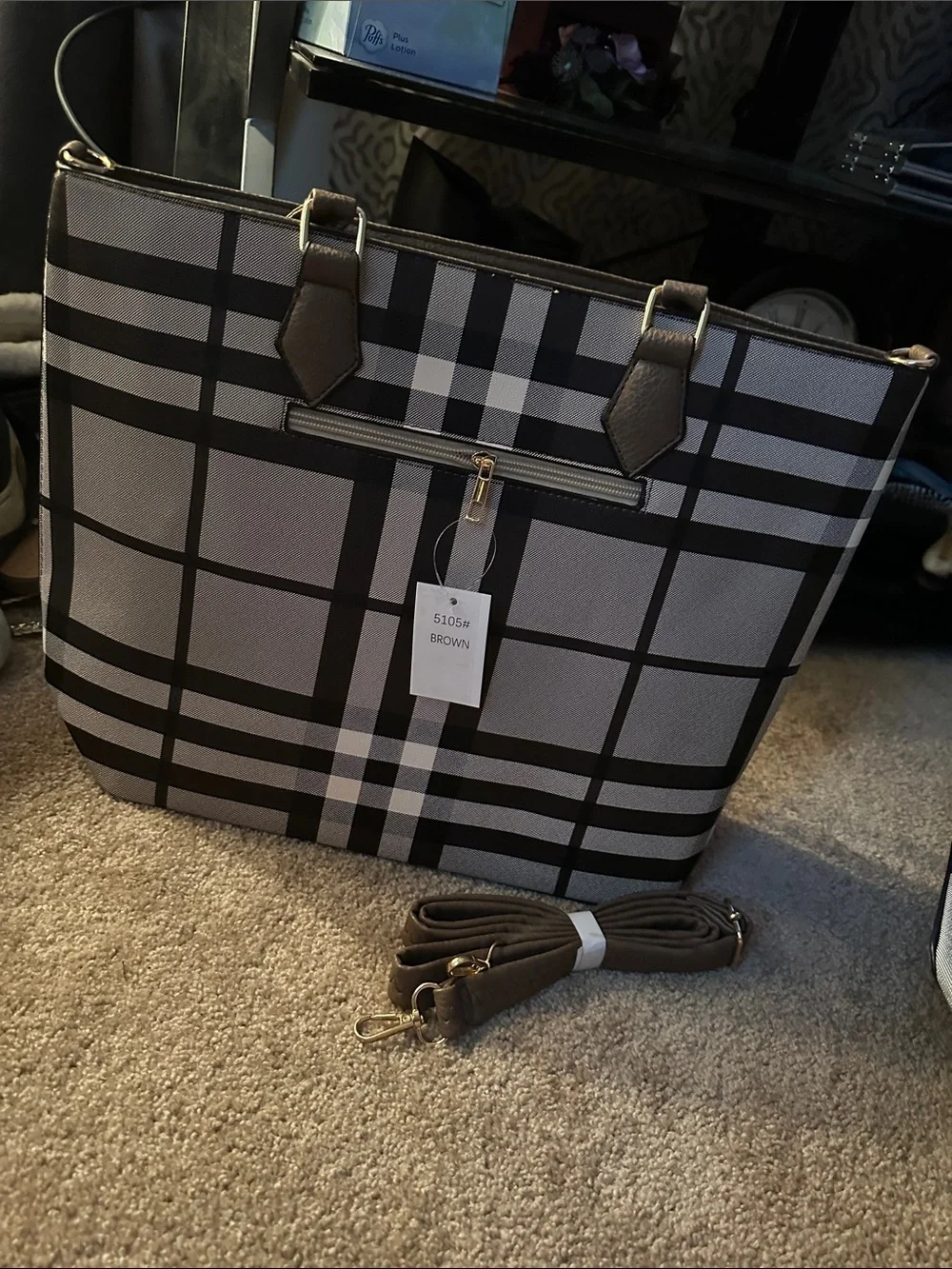 Large tote with cross body strap